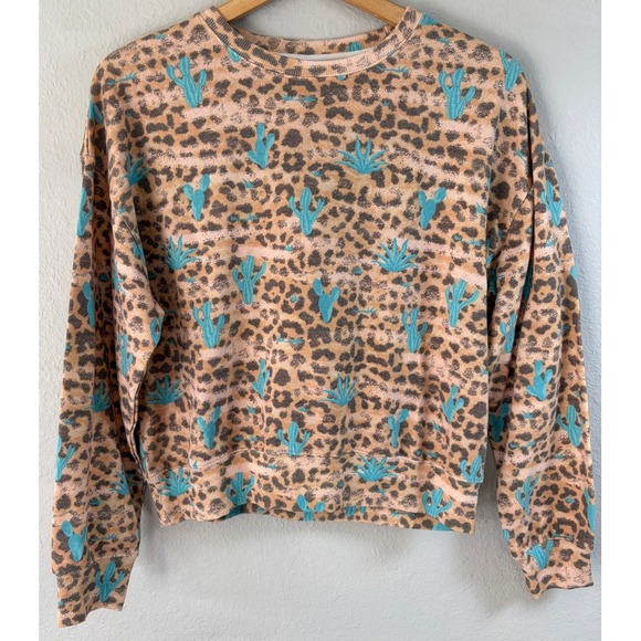 Rock & Roll Denim Tops - NWOT Rock & Roll Denim Womens Leopard Cactus Sweatshirt M Western Boho Pullover